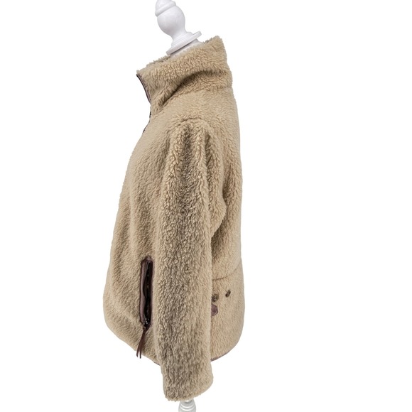 Patagonia Women's Fleece Jacket Cozy Sherpa Full Zip Tan Beige Size Large EUC - Picture 5 of 15